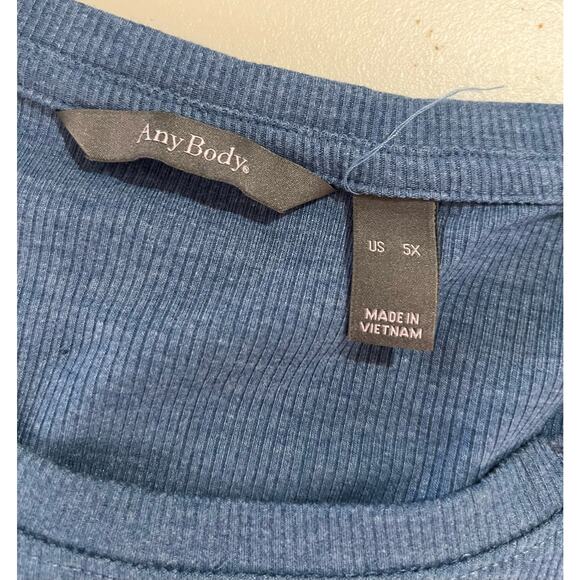 Anybody Ribbed Hacci Short Sleeve & Flare Pant Lounge Set BLUE NWOT SIZE PLUS 5X - Picture 5 of 12